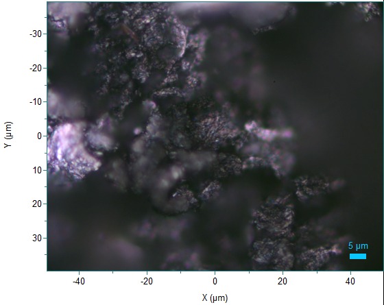 Optical micrograph showing heterogeneous microstructure of reduced graphene oxide